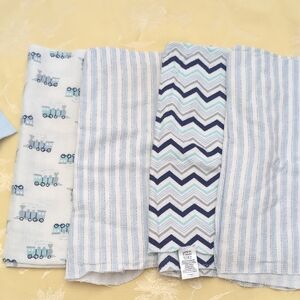 Luvable Friends Striped Baby Blanket in Blue and White